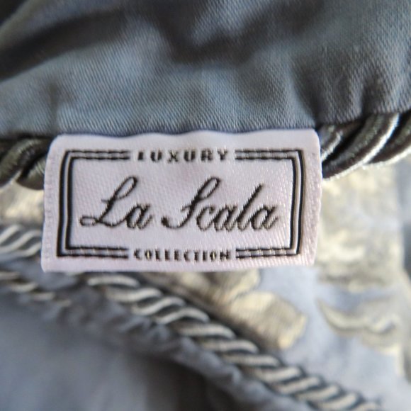 Double Full Duvet Set 2 Shams Silver Blue Pipping Reversable Duvet Cover 82"x80" - Picture 9 of 11